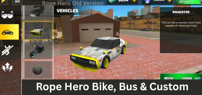 Rope hero old version Bike and Bus and cars